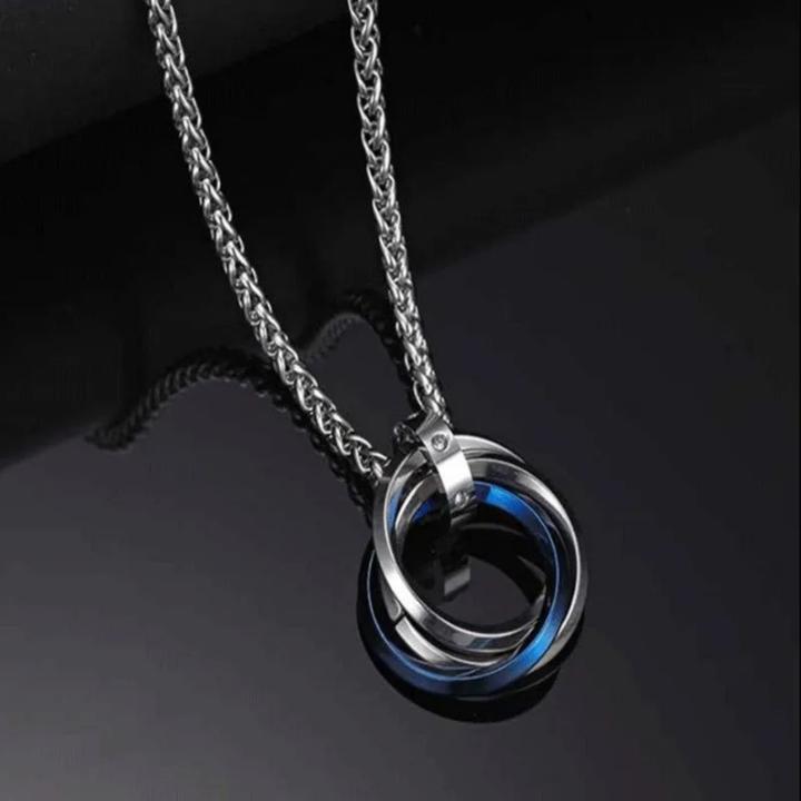 Hip-hop Three-Ring Titanium Steel Pendant — Blue | Giftlo