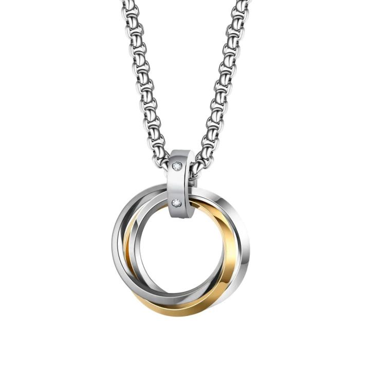 Hip-hop Three-Ring Titanium Steel Pendant — Gold | Giftlo