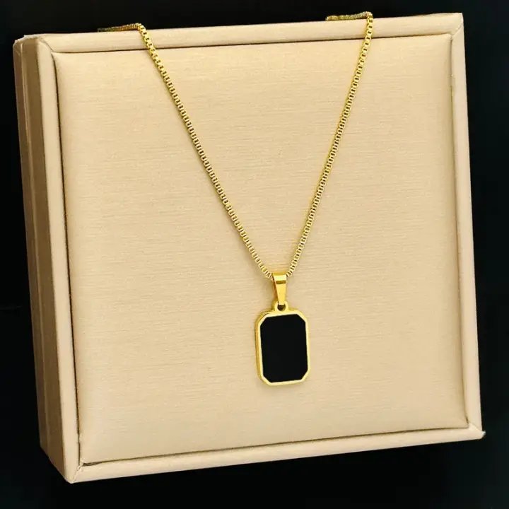 Double sided Letter Square Pendant Necklace