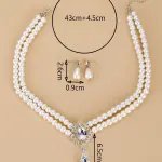 Elegant Rhinestone Pearl Drop Jewelry Set – Multilayer Flower Necklace & Earrings for Women