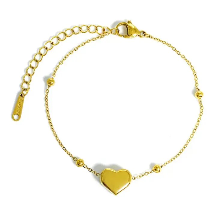 Gold Color Heart Love Chain – Anklet for Women & Girls