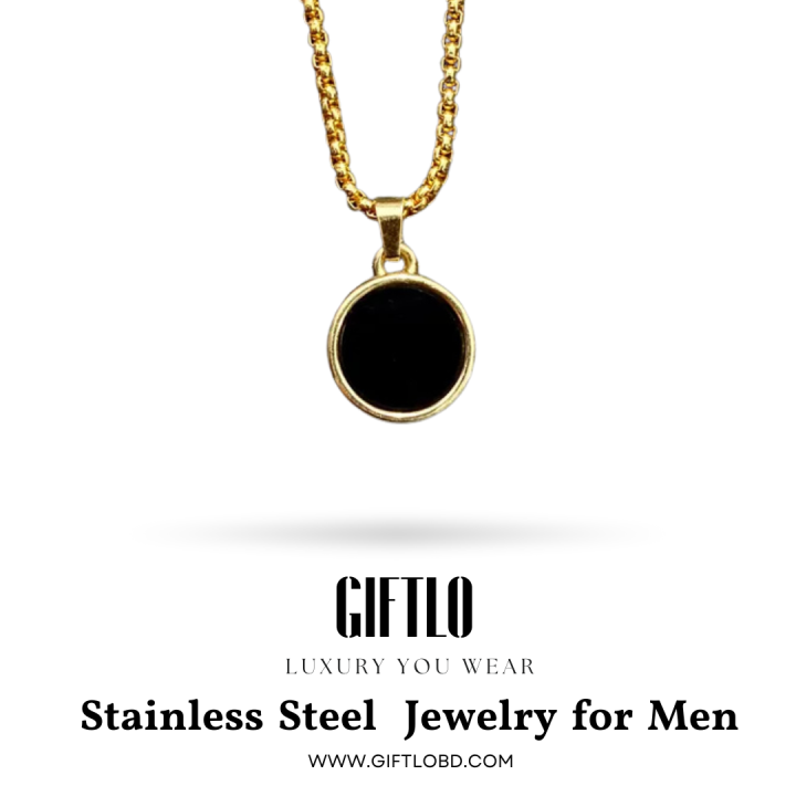 Mens Oval Round Pendent - Gold Edition
