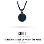 Mens Oval Round Pendent - Black Edition