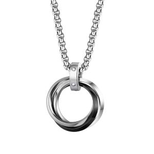 Hip-hop Three-Ring Titanium Steel Pendant — Black | Giftlo