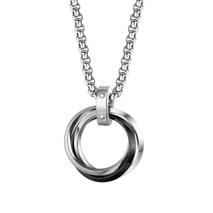 Hip-hop Three-Ring Titanium Steel Pendant — Black | Giftlo