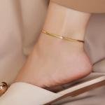 Gold Plated Snake Chain Anklet – Summer Beach Fashion Jewelry for Women